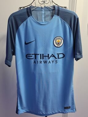 Nike Light Blue & Navy Manchester City Soccer Jersey
